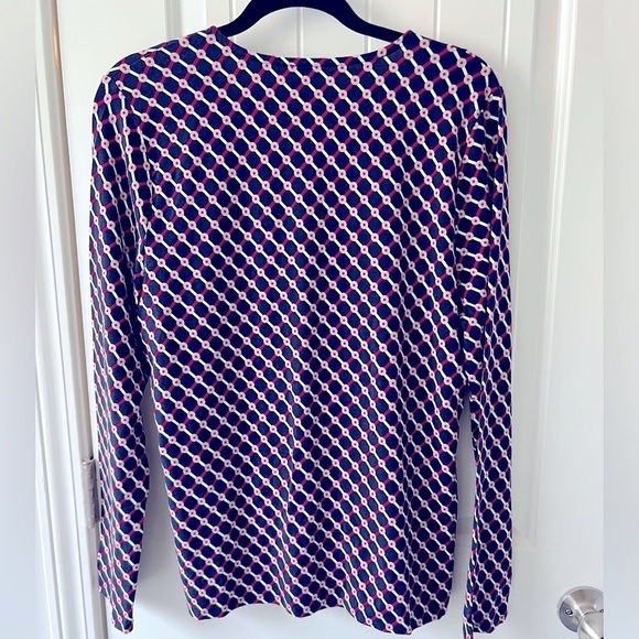 Talbots Crossover Top Navy Red Beige Size XL - Picture 2 of 7